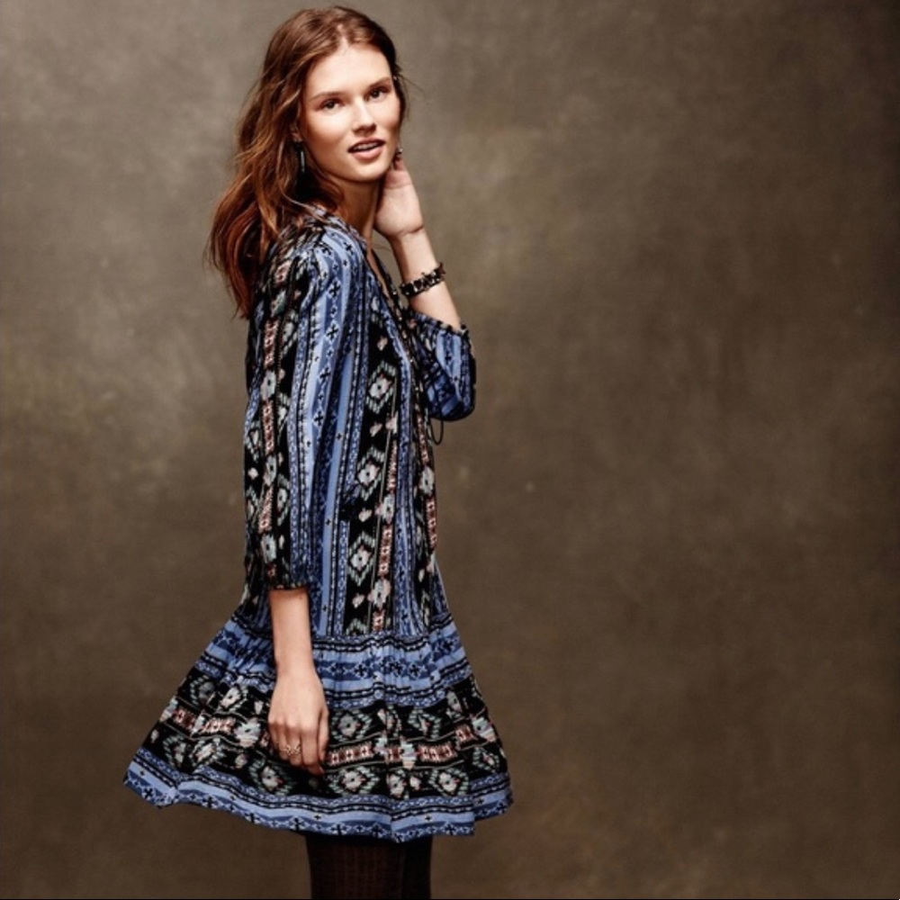 Anthropologie Holding Horses Winter Moon Boho Bohemian Tunic Dress Size XS